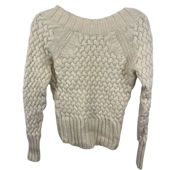 Banana Republic 100% Extra Fine Merino Wool Cream Cropped Sweater Sz S Y2K 2004 - Picture 2 of 9